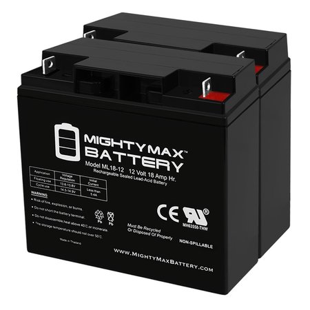 ML18-12 - 12V 18AH Battery for Jump n Carry JNC660 JNCAIR JNC 660 JNC4000 - 2PK -  MIGHTY MAX BATTERY, MAX3436463